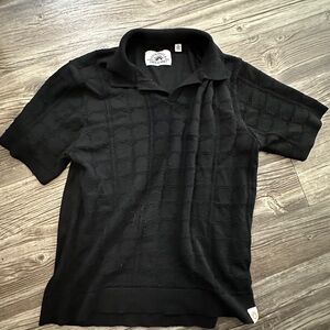 Free Planet Black Textured Short-Sleeve Polo